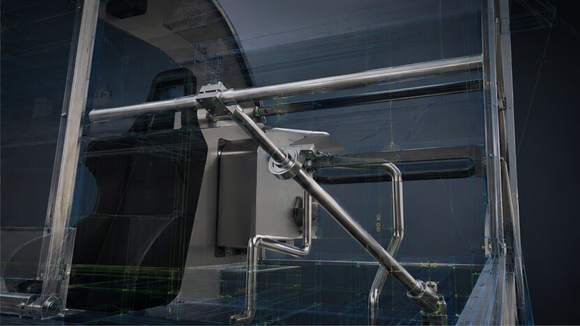 Kabinenrahmen Rollschutz Lenksäule CAD